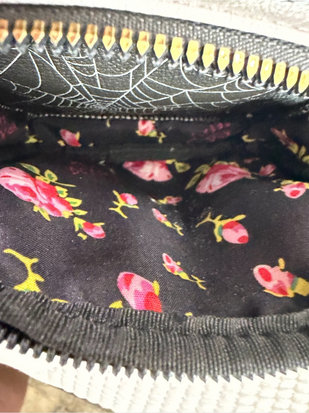 Betsey Johnson-Gray Dracula Cat Face & Spider Web print Mini backpack - Picture 7 of 11